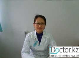 На фотографии изображён ВОП (врач общей практики) Абызова Айжан Алибековна