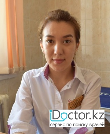 На фотографии изображён ВОП (врач общей практики) Шайманова Актоты Камзаевна